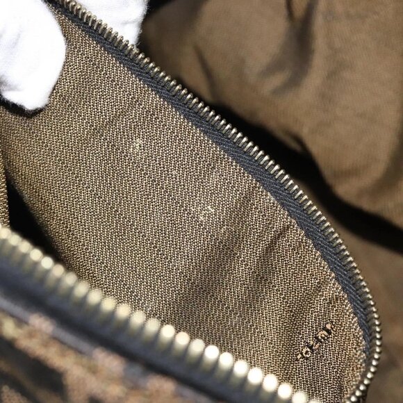 FENDI Zucca Canvas Vanity Pouch Black Brown Gold Auth 124810 - Picture 10 of 16